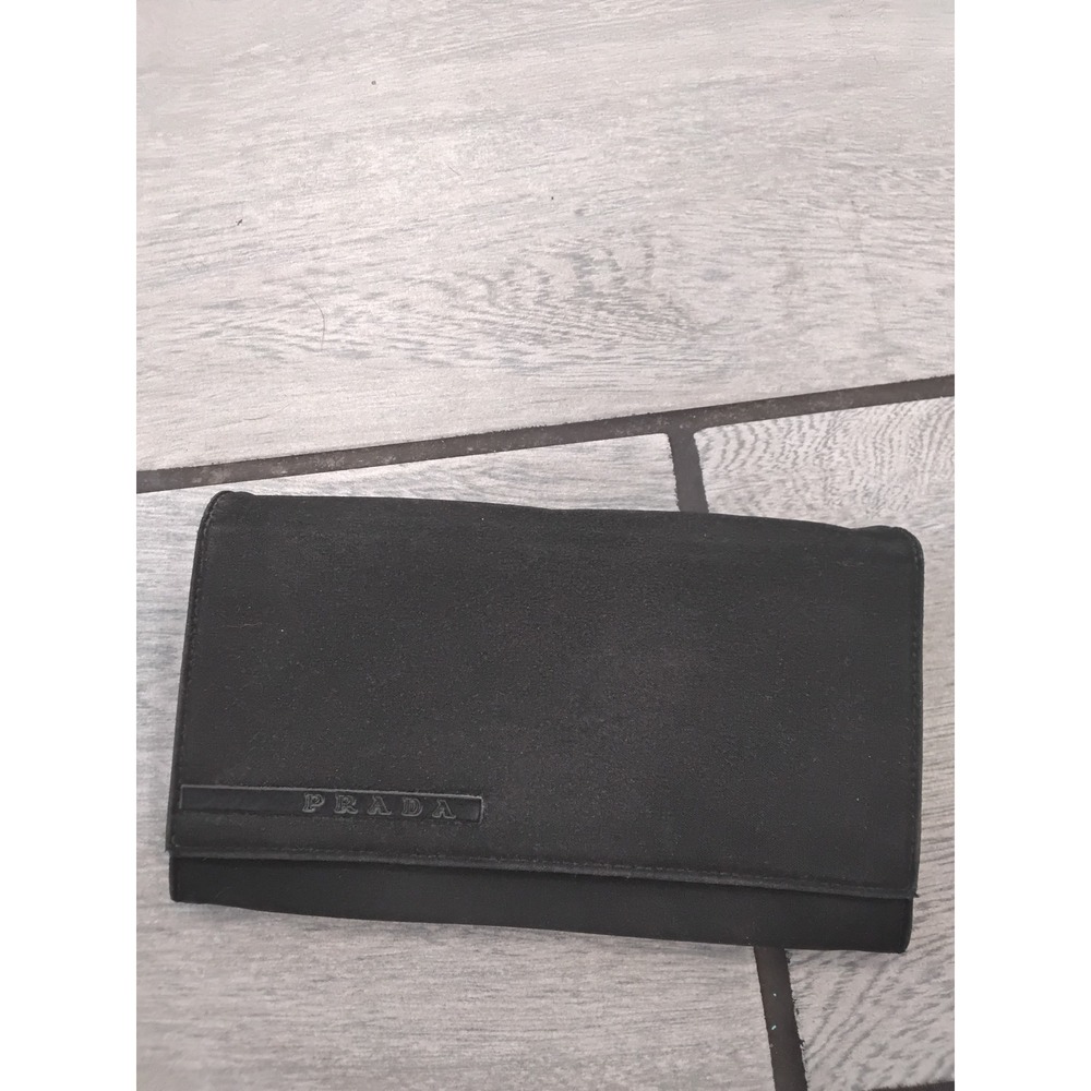 Prada Milano‎ Black Nylon Long Continental Wallet Logo Flap Made in Italy